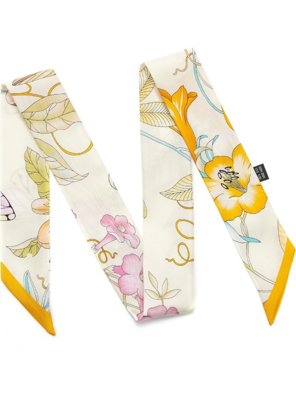 Double-Sided Silk Twill Skinny Scarf | 47.2"x2" Narrow Ribbon for Neck, Hair